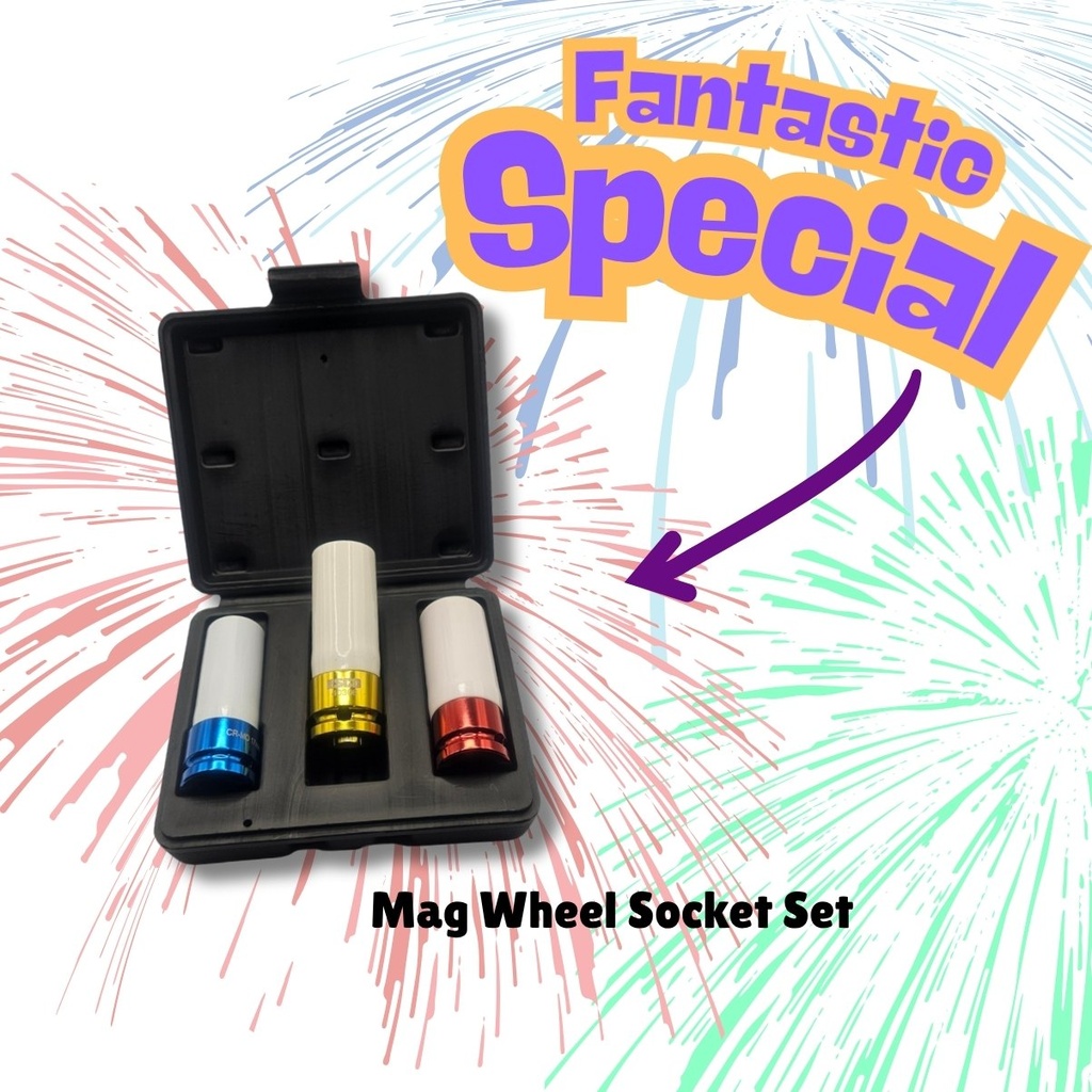 MAG WHEEL PROTECTOR SOCKET SET 3 PIECE - 1/2  INCH