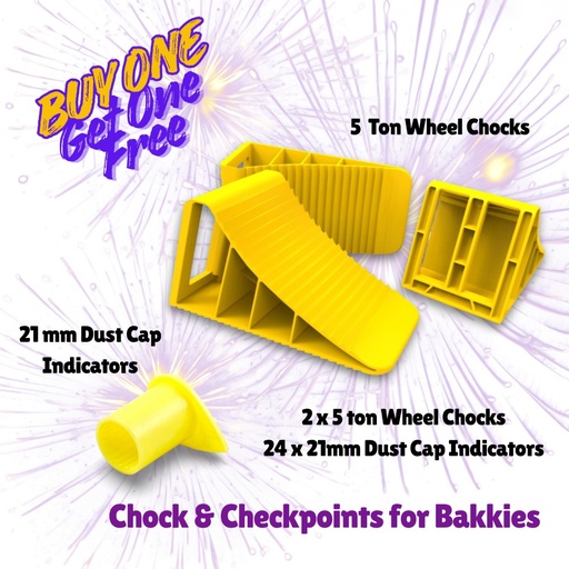 [FREE3] 5 TON CHOCKS & 4 X 21MM DUST CAP INDICATOR